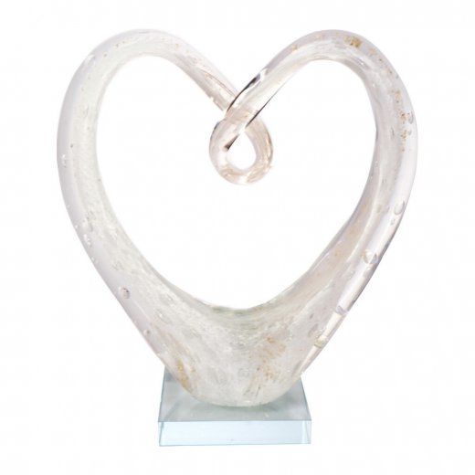 RBA Hjärta, Vit, glasskulptur ca 18,5 cm