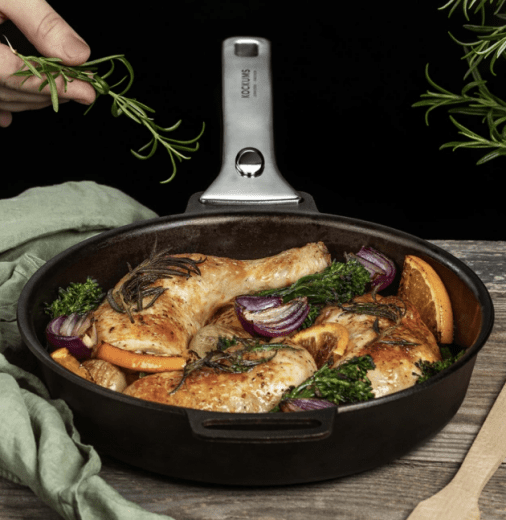 Kockums Stekpanna kolstål 30 cm med löstagbart handtag