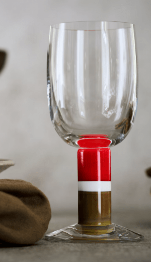 Studio Gunnar Cyrén Popglas nr 12, Röd/vit/brun