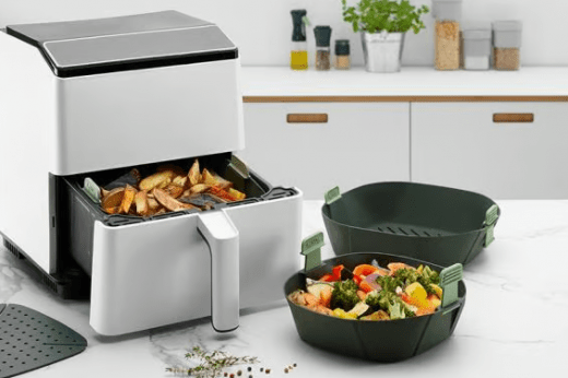 Lékué Korg för Airfryer XL, platinumsilikon 25x25x8,5 cm