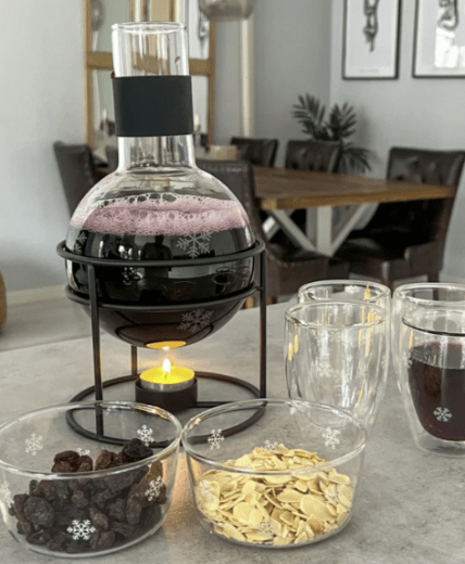 Dorre Snöstjärna Glöggkolv 1,3 liter glas med svart smidesvärmare