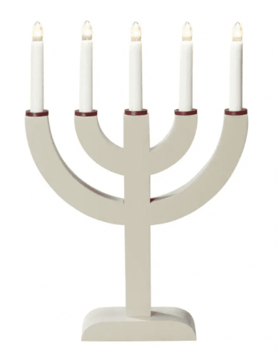 Konstsmide Elljusstake 5 Ljus Trä, Beige/Mörkröd Dekoration