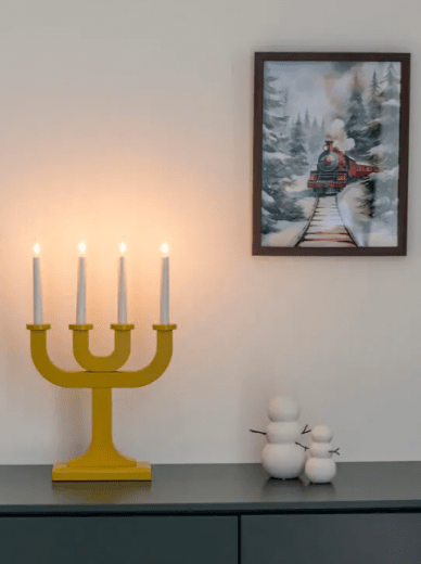 Konstsmide Ljusstake trä gul 4 ljus