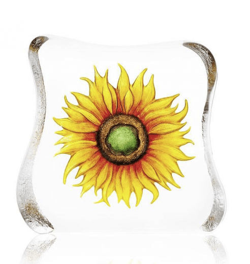 Målerås Glasblock Solros Floral Fantasy Gul 15x14,5 cm