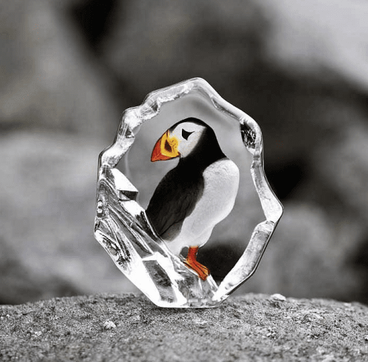 Målerås Glasblock Lunnefågel Wildlife, 10,5x12,5 cm