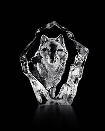 Målerås Glasblock Varg Mini Wildlife 5x6,5 cm