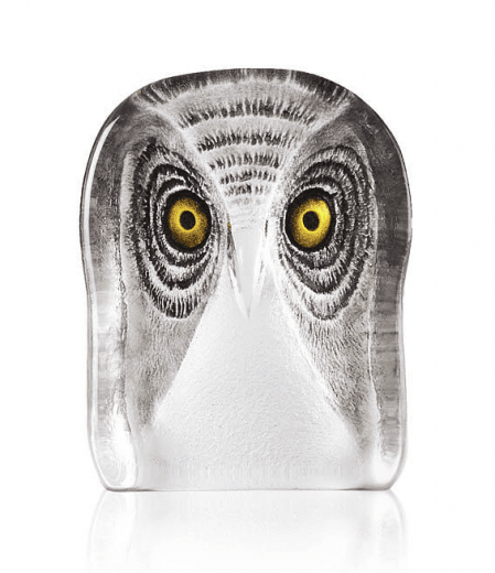 Målerås Glasblock Uggla Wildlife Mellan, Målad 10,5x13,5