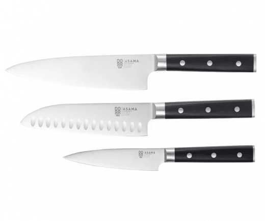 Asama Knivset 3 delar, Kockkniv/Santoku/Allkniv