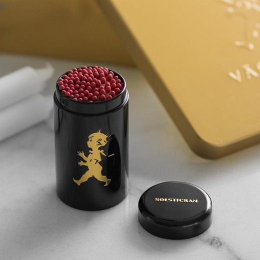 Solstickan Tändsticksrör svart/guld (100 stickor)