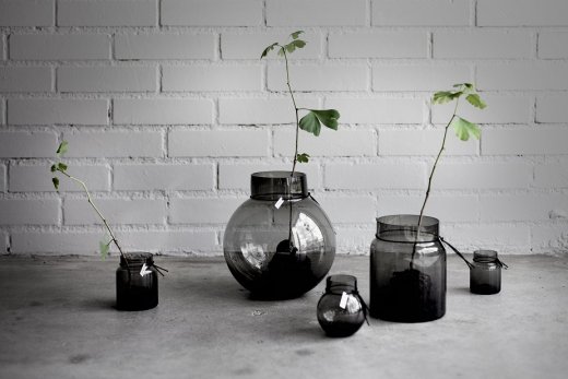 Glasvas/Lykta Rökgrå Ø24cm Ernst