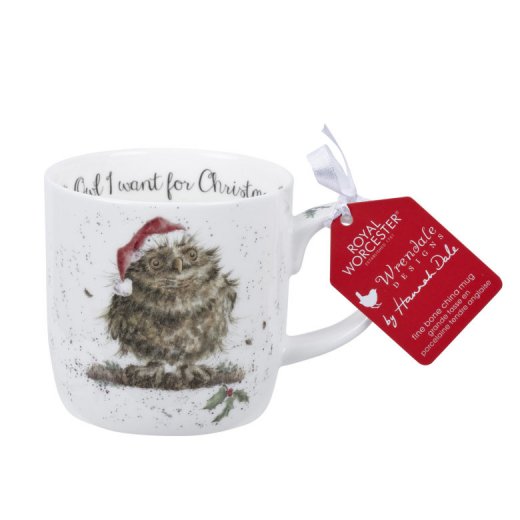 Wrendale Mugg Owl I want for Christmas owl Uggla