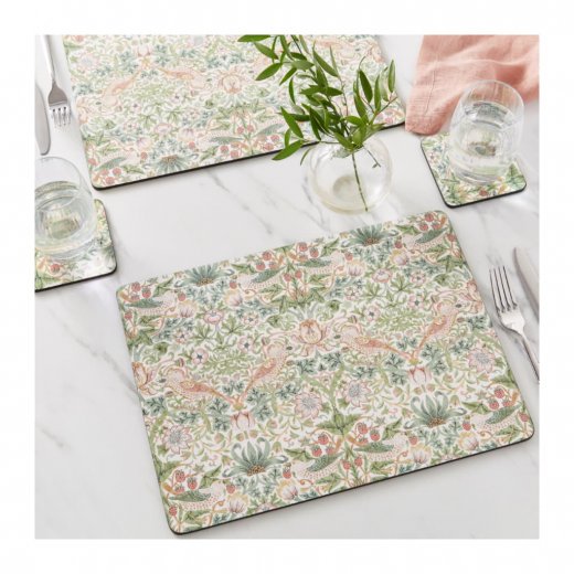 Morris & Co Strawberry Thief Bordstablett 4-pack, Grön