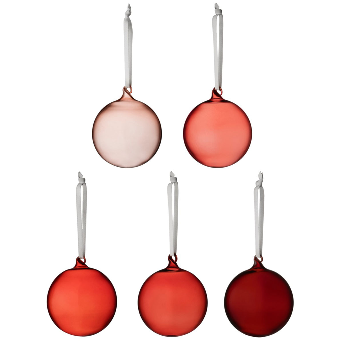 Iittala Röd julkula i glas 80 mm paket med 5 kulor